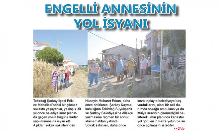 RESMİYETTE OLAN  YOLLARINI İSTİYORLAR