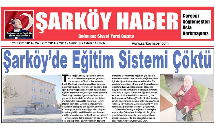 TEKİRDAĞ’DA BAŞARI DİBE VURDU ŞARKÖY’DE EĞİTİM ŞABAN’A KALDI!
